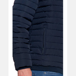 GRANATOWA pikowana MĘSKA KURTKA z odpinanym kapturem MORAJ